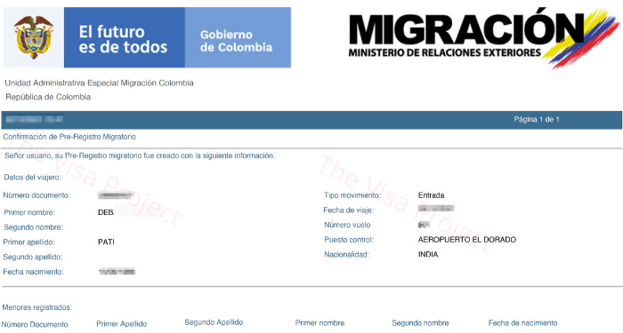 Sample Check Mig Colombia Form to travel to Colombia
