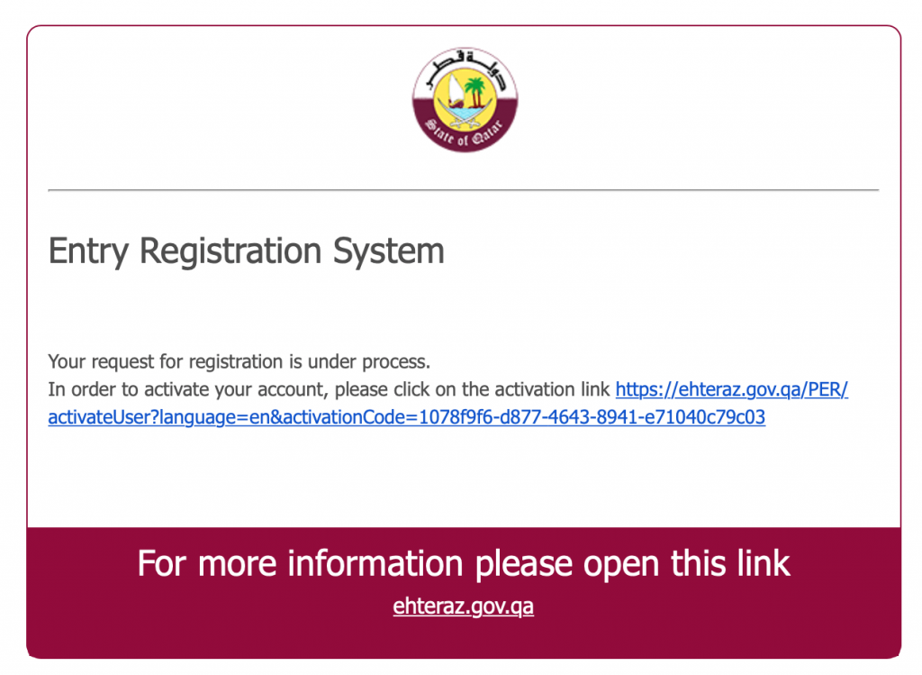 travel registration qatar