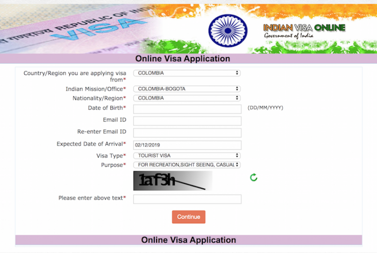 tourist visa india online application